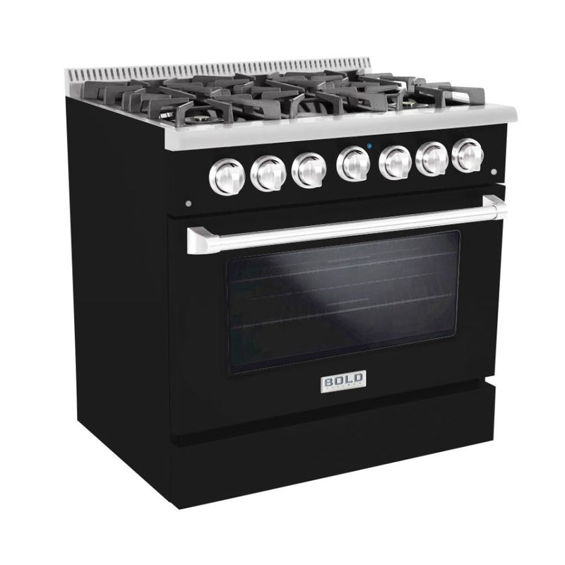 Hallman BOLD 36” 5.2 Cu.Ft. 6 Burner Freestanding All Gas Range and Gas Oven - HBRG36