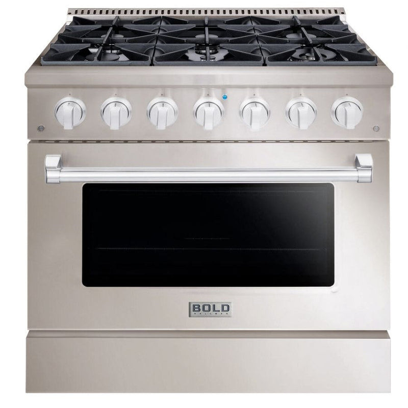 Hallman BOLD 36” 5.2 Cu.Ft. 6 Burner Freestanding All Gas Range and Gas Oven - HBRG36