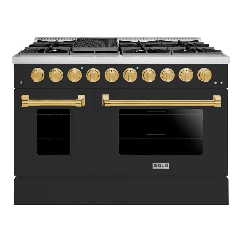 Hallman BOLD 48” 6.7 Cu.Ft. 8 Burner Freestanding Dual Fuel Range and Electric Oven - HBRDF48