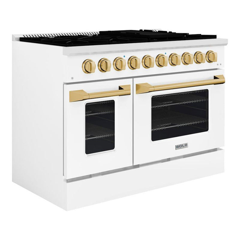 Hallman BOLD 48” 6.7 Cu.Ft. 8 Burner Freestanding Dual Fuel Range and Electric Oven - HBRDF48