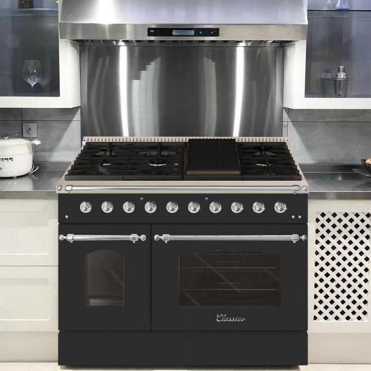 Hallman CLASSICO 48” 6.7 Cu.Ft. 8 Burner Freestanding Dual Fuel Range and Electric Oven - HCLRDF48