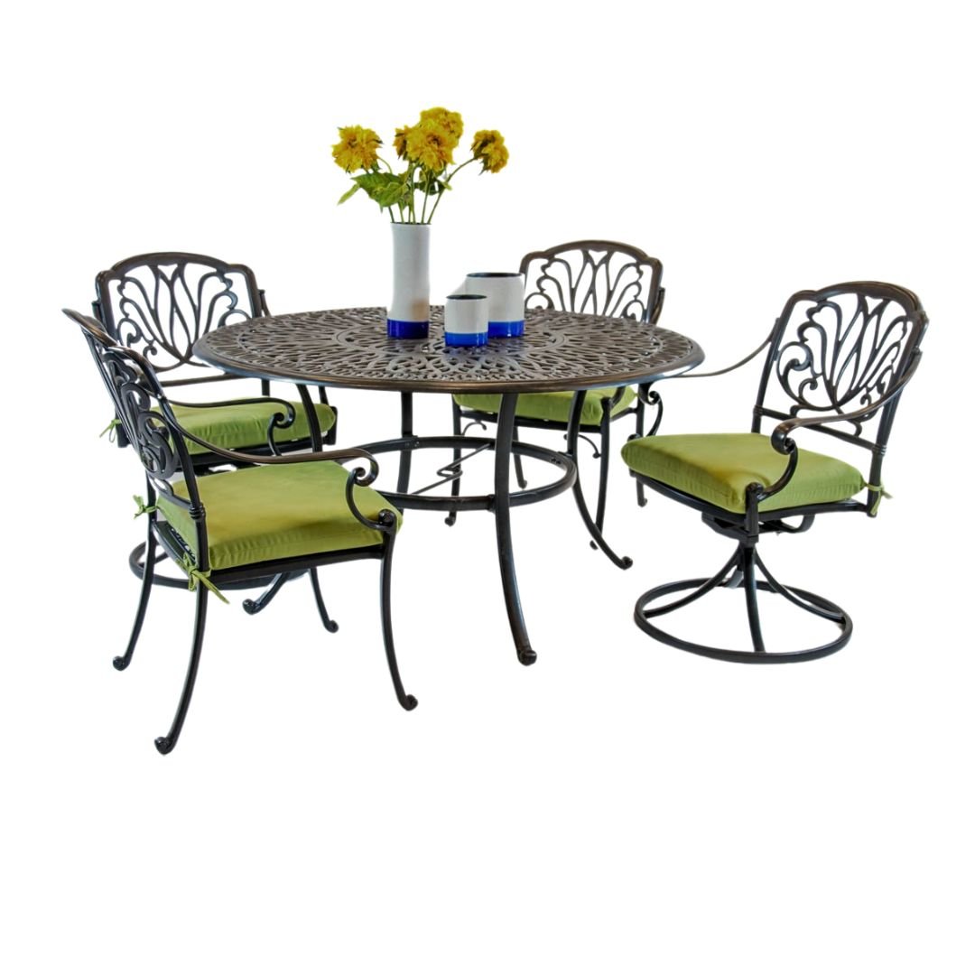 Hanamint Biscayne 54" Round Dining Set with Swivels 5 Piece Set - 504084-31