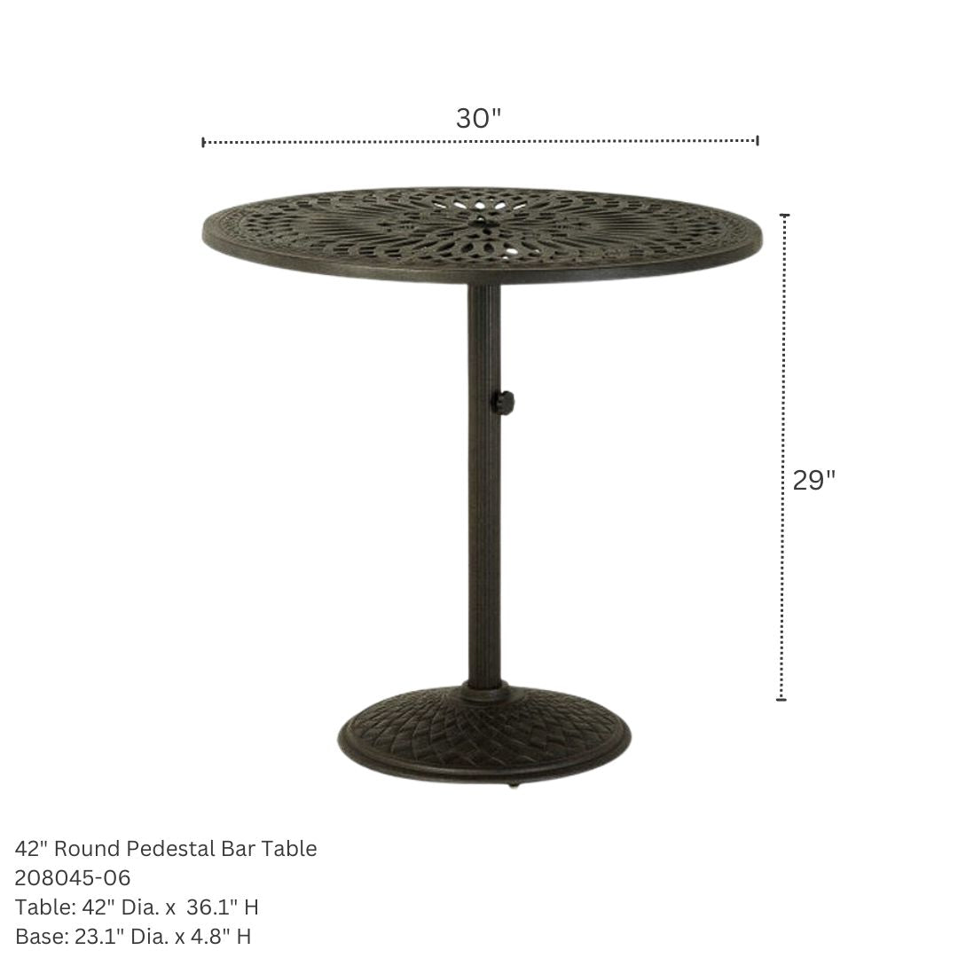 Hanamint Mayfair 42" Round Pedestal Bar Set 5 Piece Set - 16505