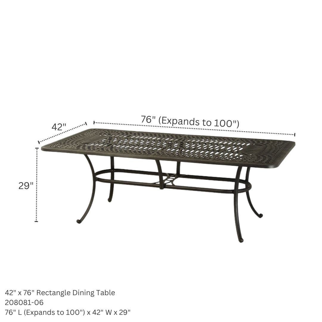 Hanamint Mayfair 42" X 76" Rectangular Extension Table | Expands to 100" - 08081-06