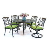 Hanamint Mayfair 54" Round Dining Set with Swivels 5 Piece Set - 208084-06