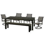 Hanamint Sherwood 44" X 84" Sling Dining Set with Bench 6 Piece Set - 64760