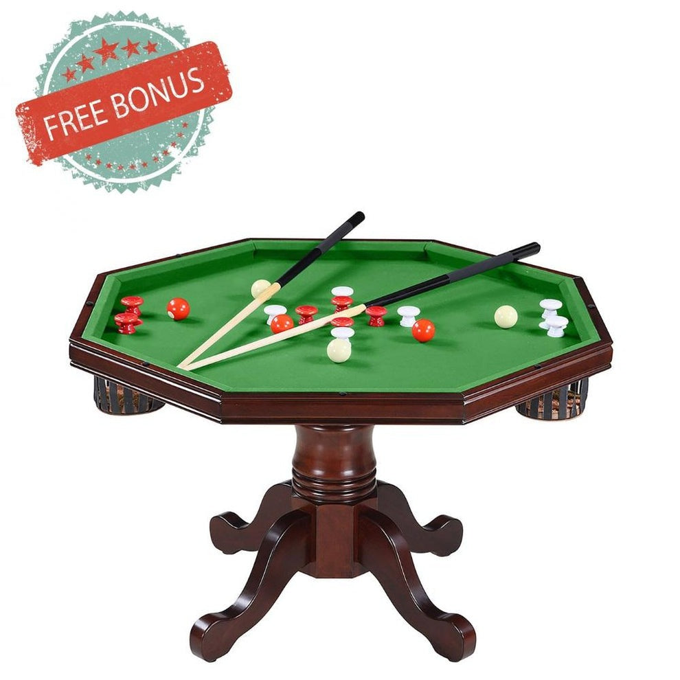 Hathaway Kingston Walnut Octagon 3 in 1 Poker Table - BG2366T