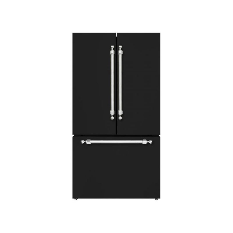 Hallman 4-Pc Kitchen Package w/ 48" Pro Range, 36" Free-Standing Refrigerator, 24" Dishwasher and 48" Hood Classico Black