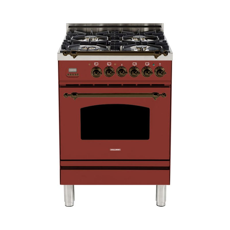 Hallman 24 in. Single Oven Duel Fuel Italian Range - HDFR24