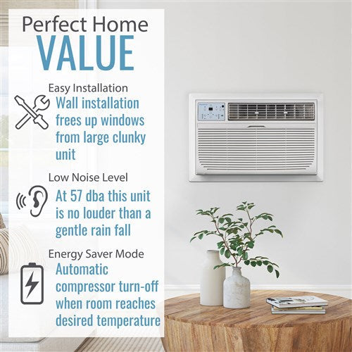 Keystone - 8,000 - 14,000 BTU Through The Wall Heat/Cool Air Conditioner - KSTAT08-1HC