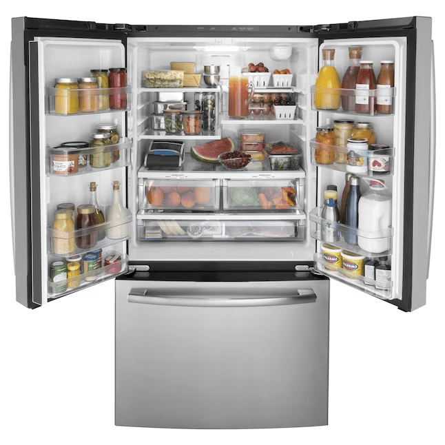 GE 27-cu ft French Door Refrigerator with Ice Maker and Water dispenser Fingerprint-resistant Stainless Steel Energy Star - GNE27JYMFS