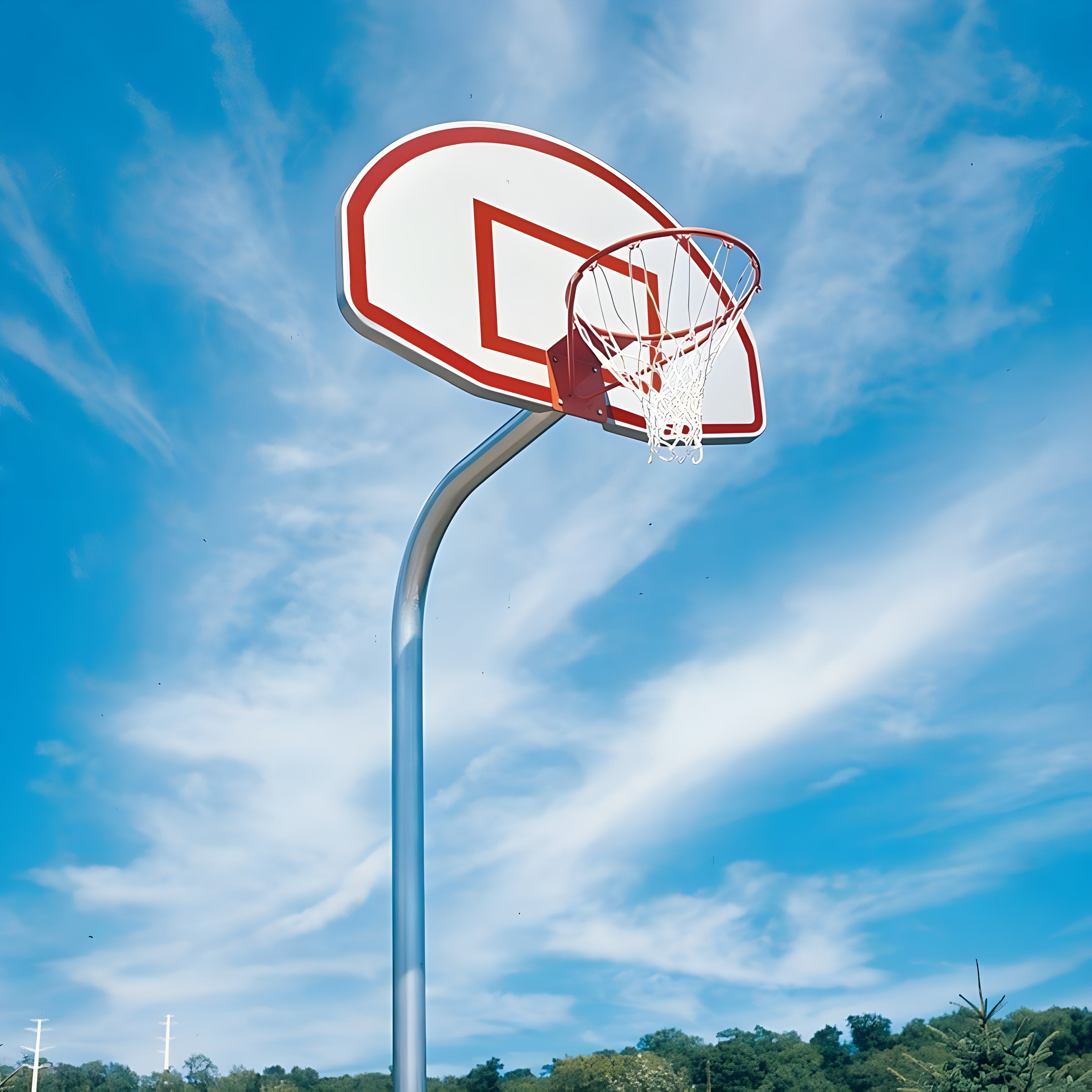 Jaypro Gooseneck Basketball System (3-1/2" Pole w/ 36" Offset) 54"W x 36"H Aluminum Fan Backboard