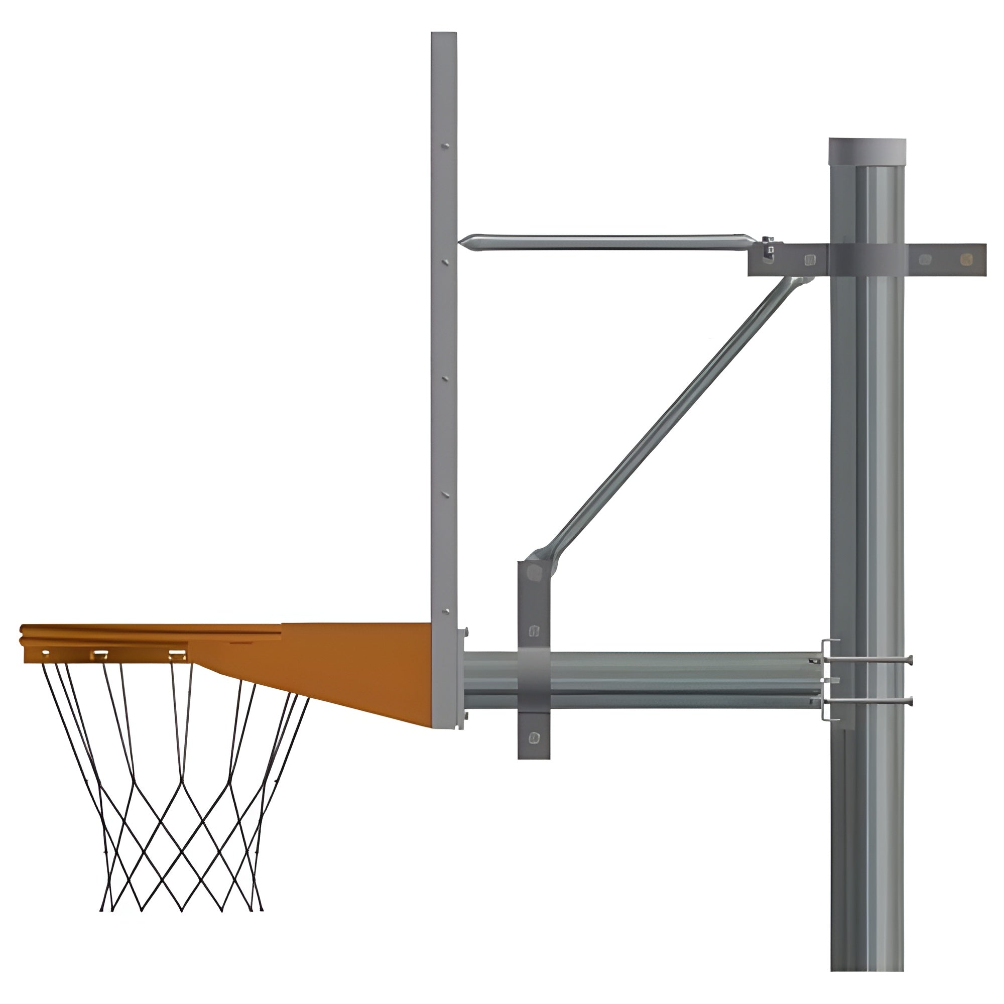 Jaypro Straight Post Basketball System (5-9/16" Pole with 6' Offset) 72"W x 42"H Perforated Aluminum Backboard