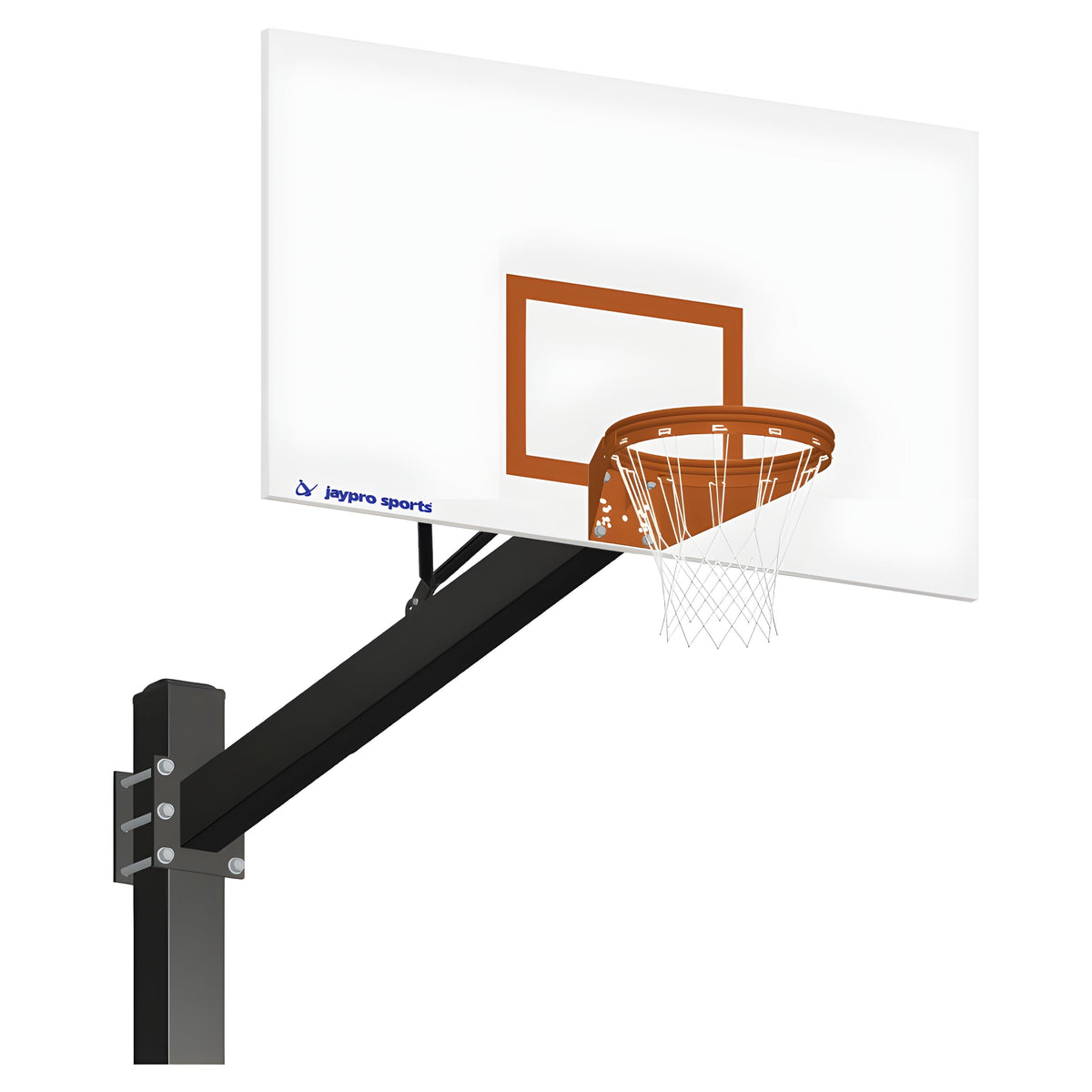 Jaypro Titan Basketball System (6"x 6" Pole with 6' Offset) 72" Glass Backboard (Surface Mount)