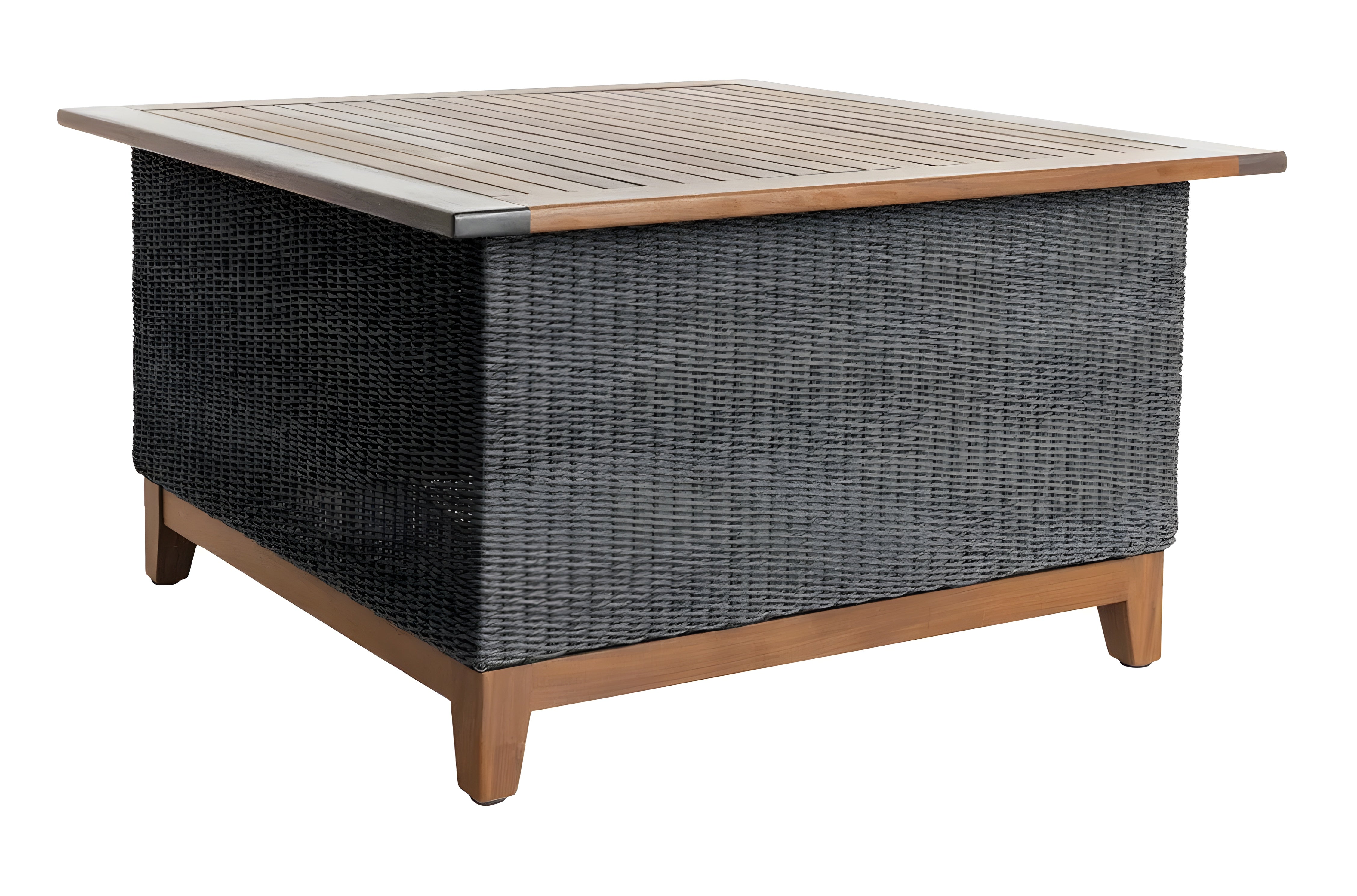 Jensen Outdoor Coral Square Chat Table in Gray Weave - 12031092