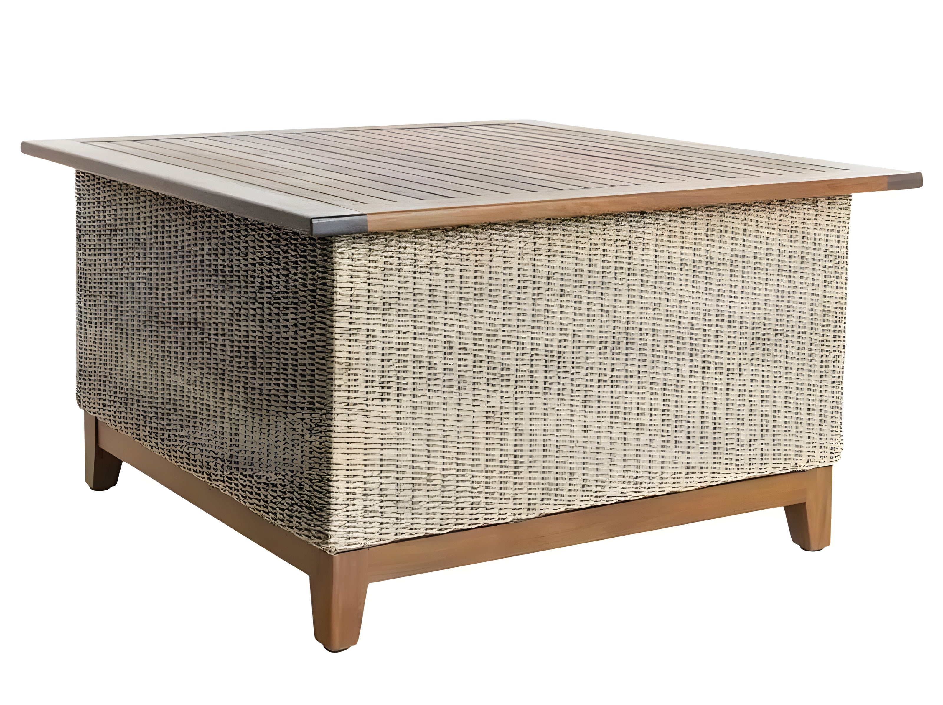 Jensen Outdoor Coral Square Chat Table in Natural Weave - 12027603
