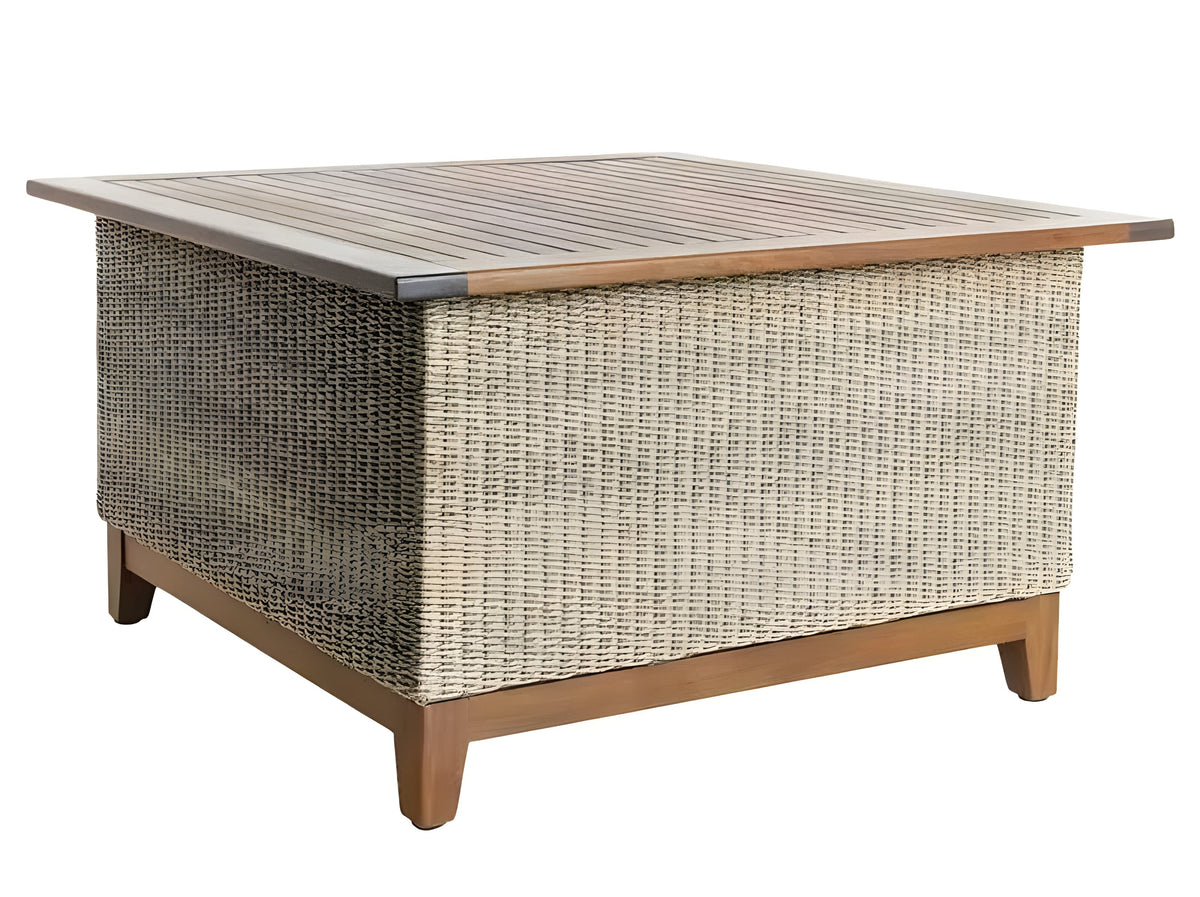 Jensen Outdoor Coral Square Chat Table in Natural Weave - 12027603