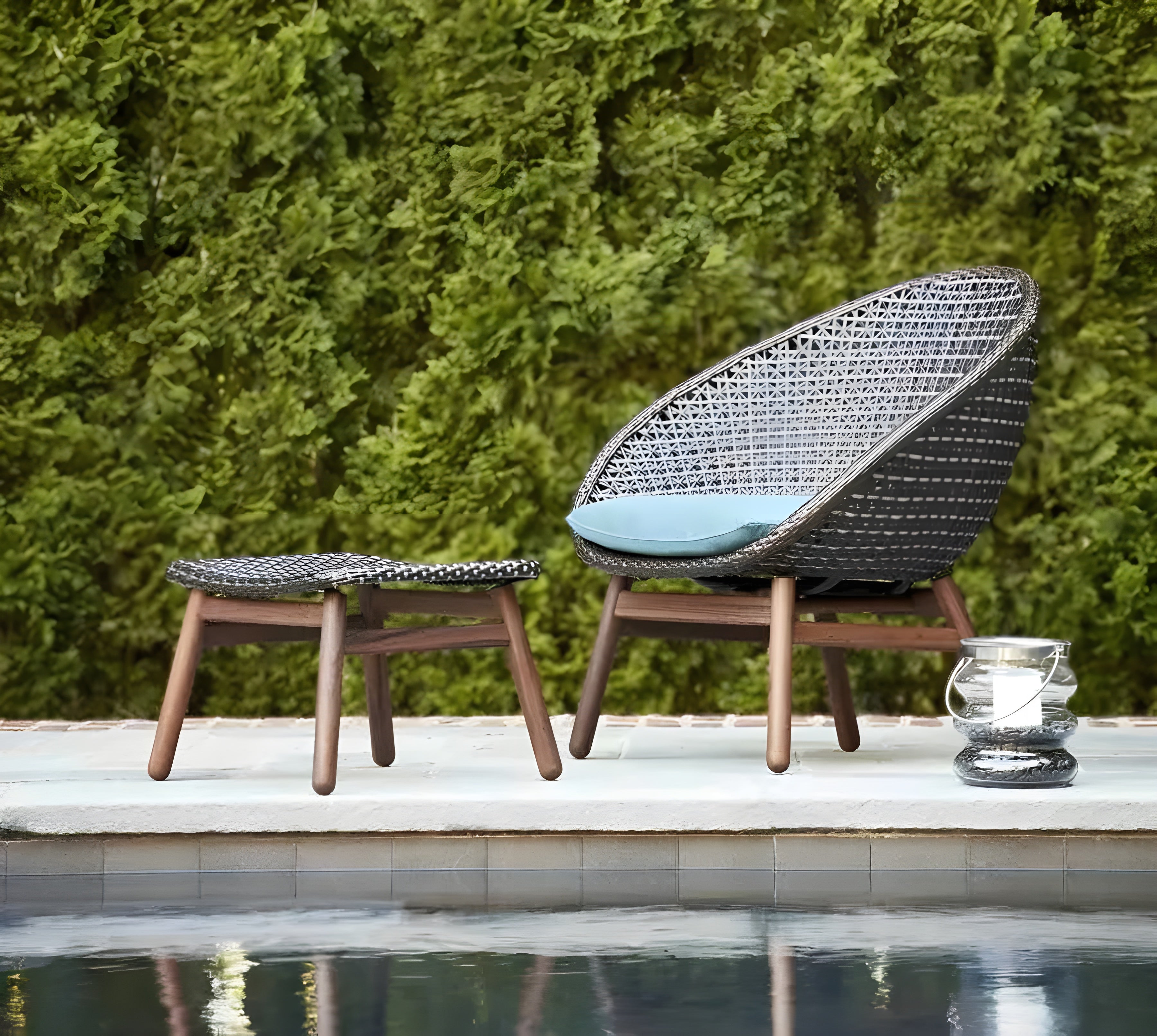 Jensen Outdoor Nest Chair with Premier Lagoon Seat Pad - 12029524