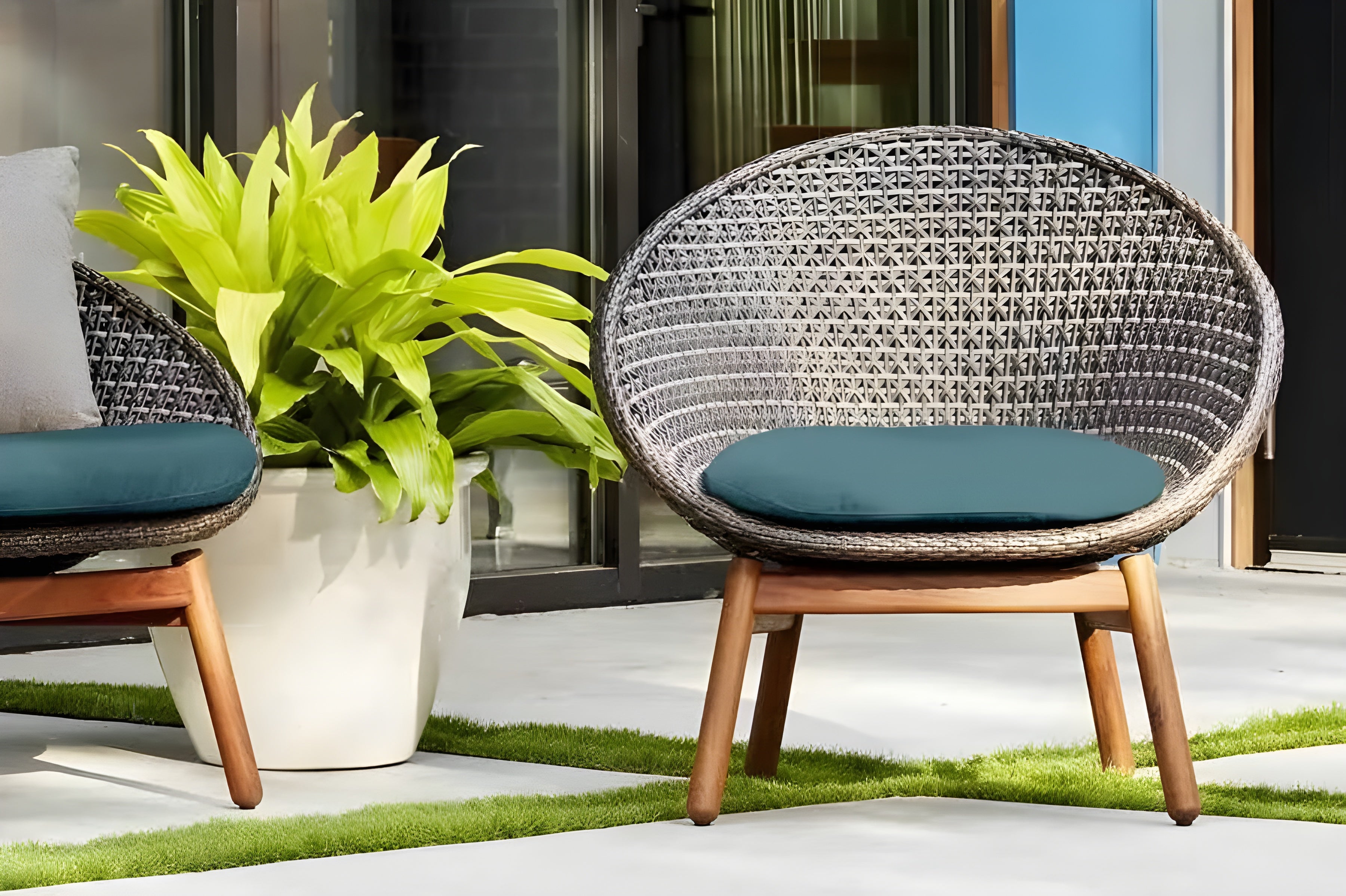 Jensen Outdoor Nest Chair with Premier Lagoon Seat Pad - 12029524