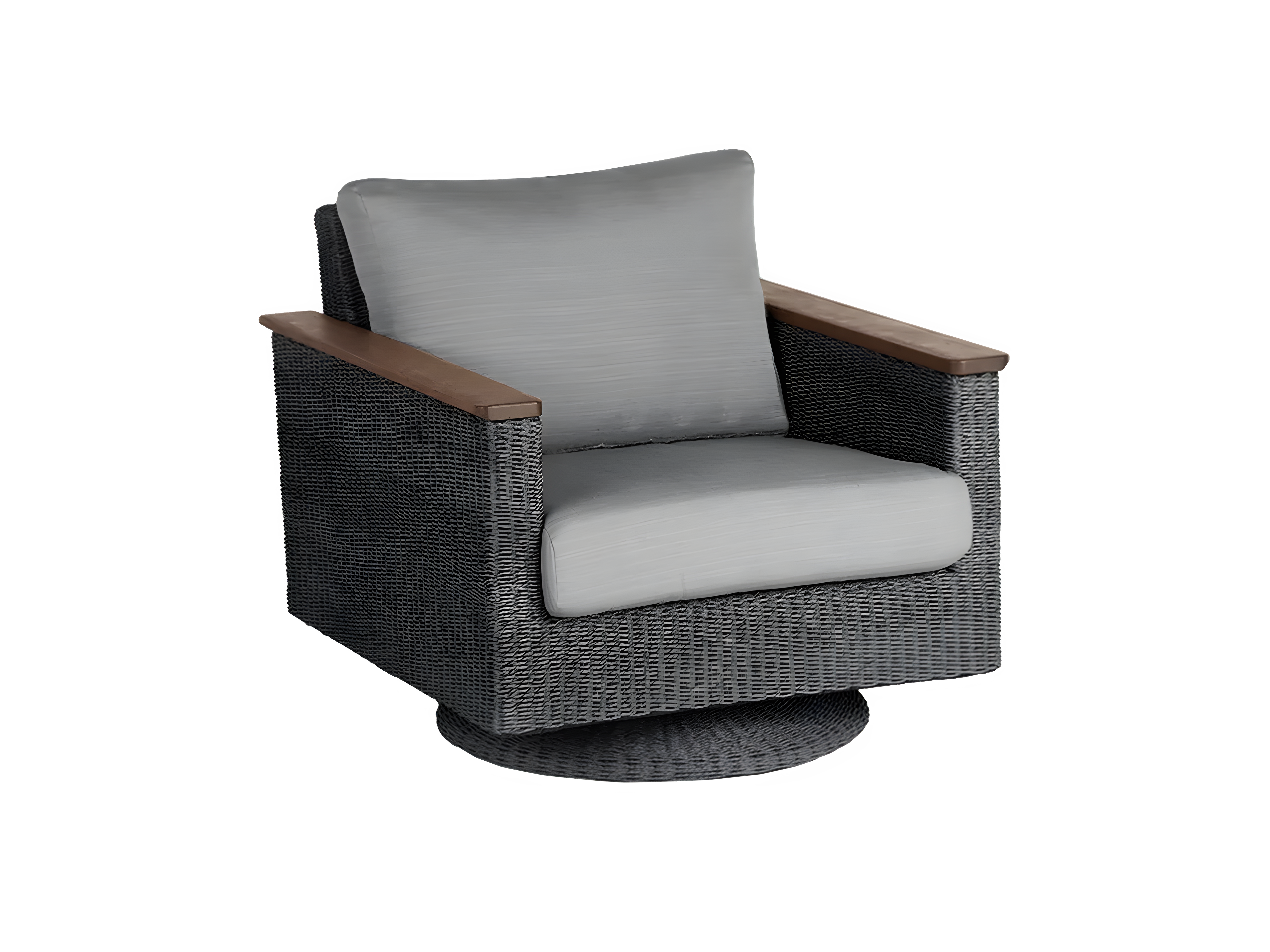 Jensen Outdoor Swivel Lounge Chair in Gray Weave with Bodhi Char Fabric - 12038901