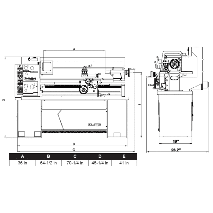 JET Elite E-1440VS, Elite 14x40 EVS Lathe - JET892030