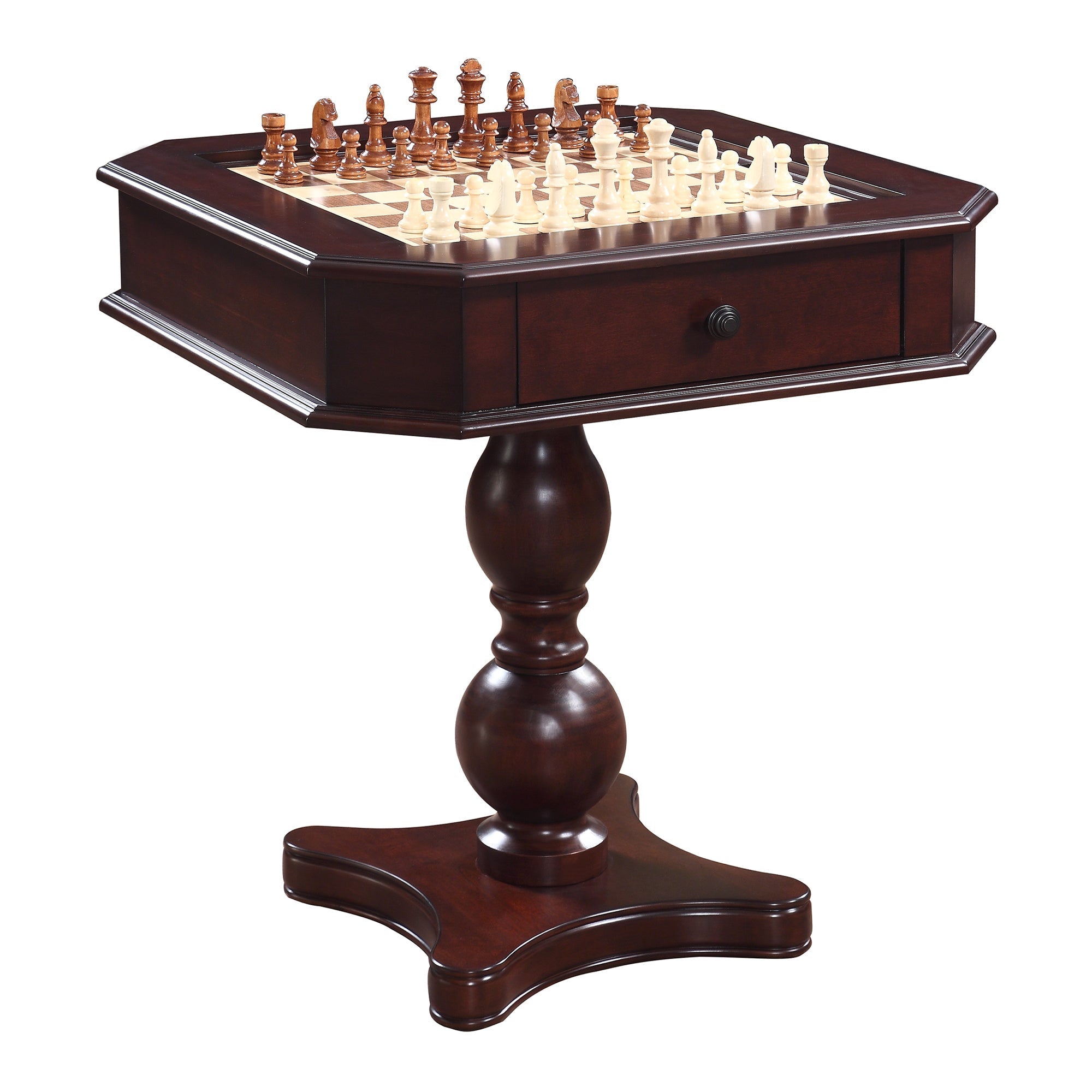 Hathaway Fortress 3 in 1 Mahogany Chess Game Table w/ Chairs - BG2995