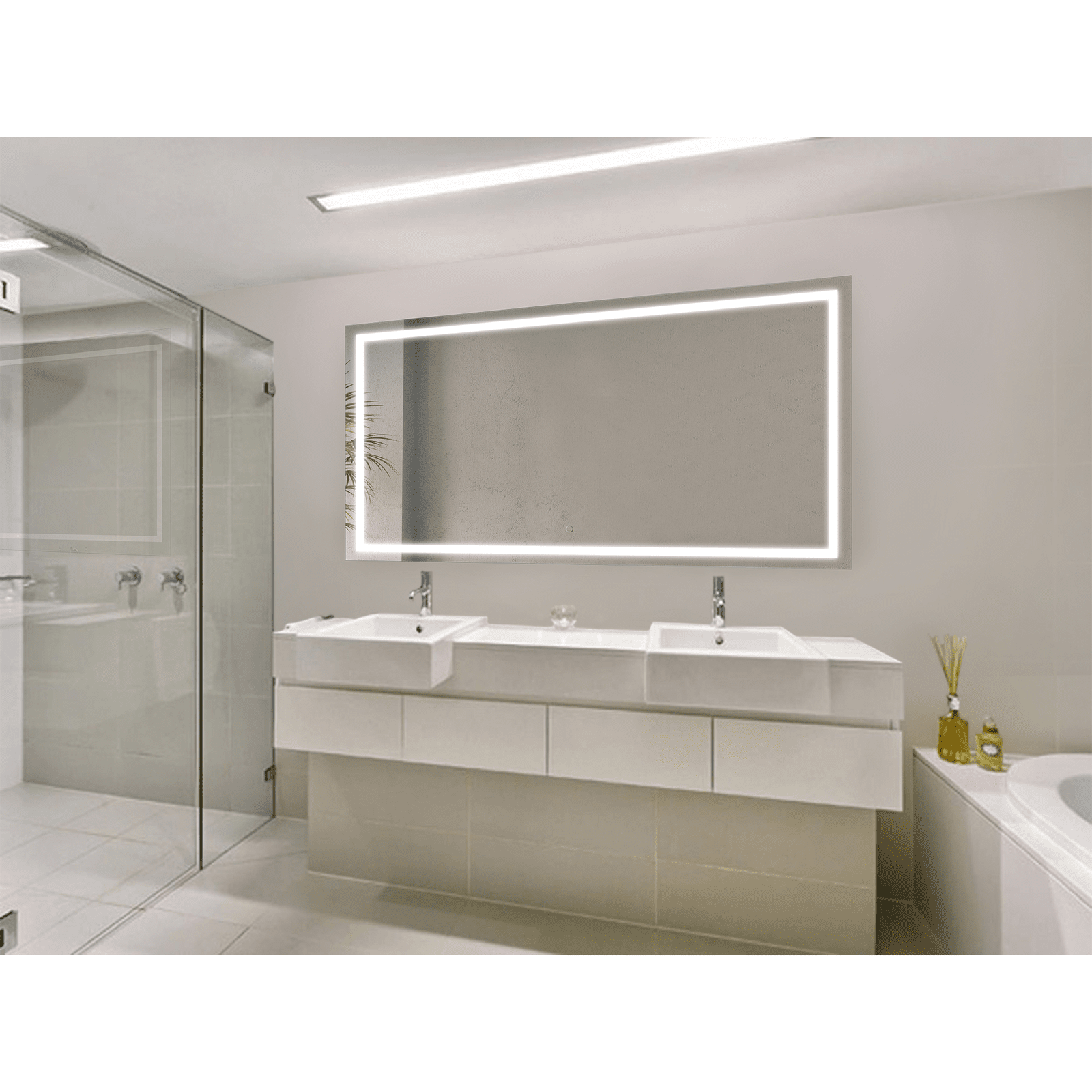 Krugg Icon 66" X 36" LED Bathroom Mirror with Dimmer & Defogger Large Lighted Vanity Mirror ICON6636 - Backyard Provider