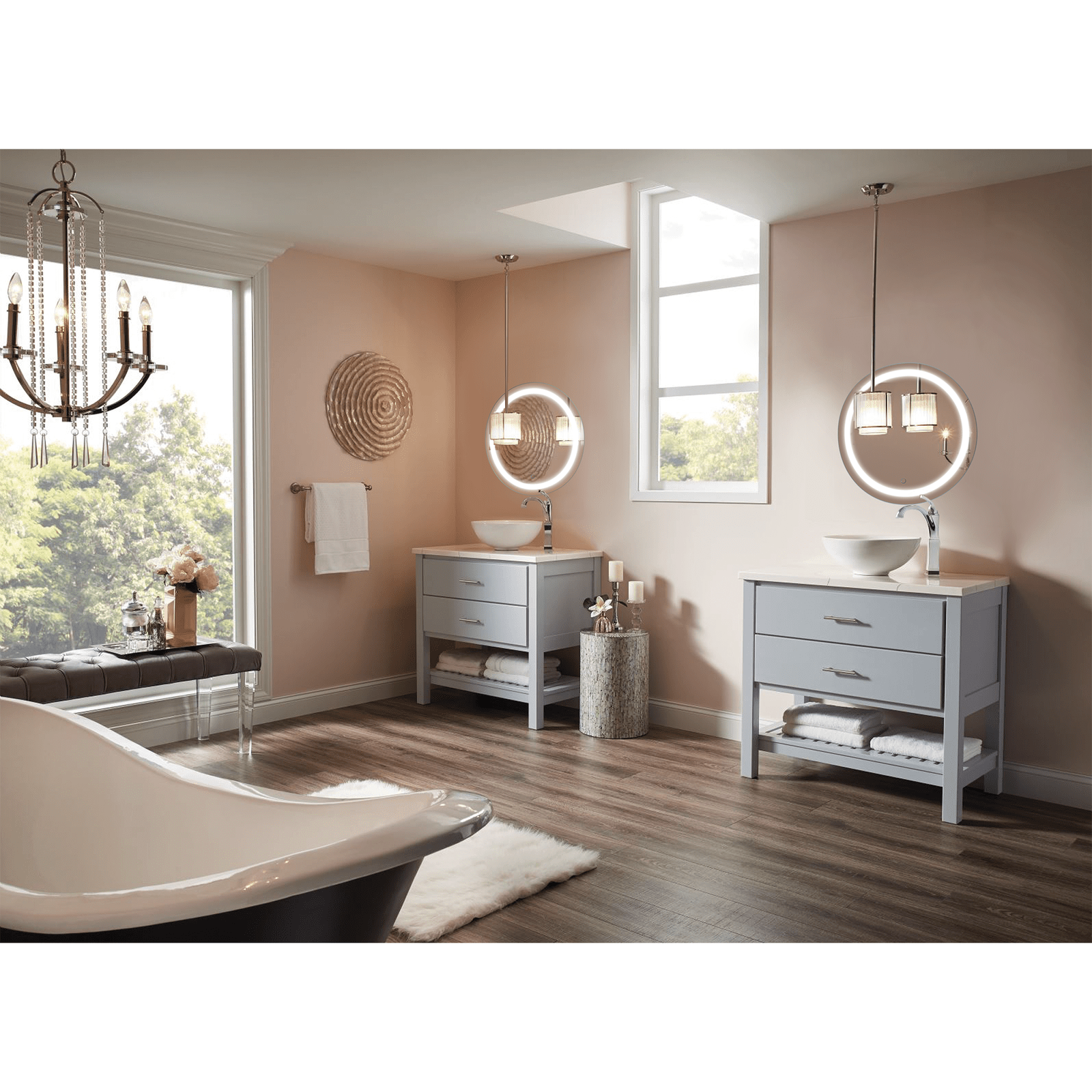 Krugg Icon Round 24" x 24" LED Bathroom Mirror with Dimmer & Defogger Round Lighted Vanity Mirror ICON2424R - Backyard Provider