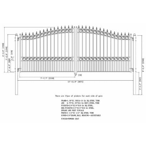 Aleko Steel Dual Swing Driveway Gate London Style 16 x 6 ft - DG16LOND-AP