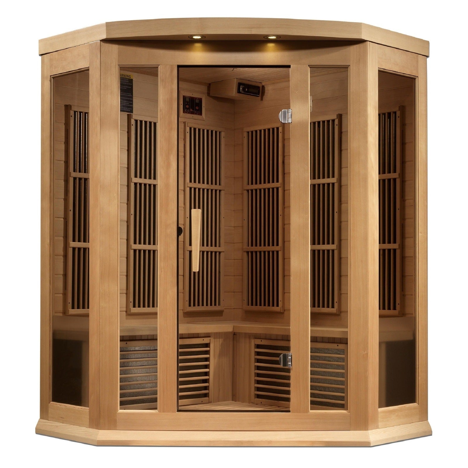 Maxxus 3-Person Corner Near Zero EMF Under 2MG FAR Infrared Sauna Canadian Hemlock