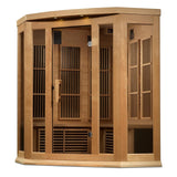 Maxxus 3-Person Corner Near Zero EMF Under 2MG FAR Infrared Sauna Canadian Hemlock