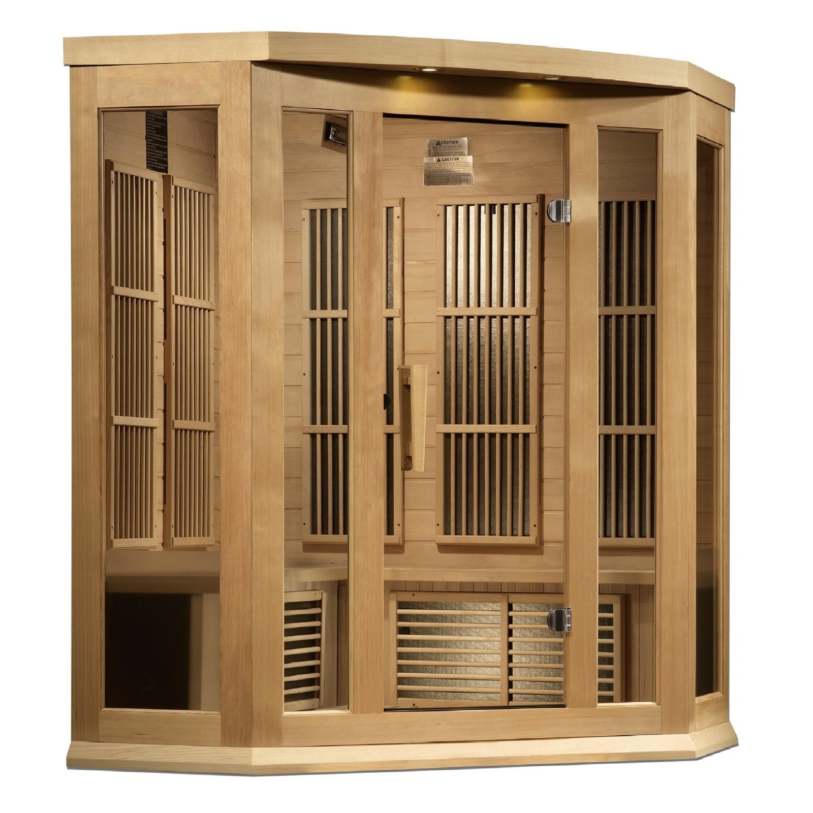 Maxxus 3-Person Corner Near Zero EMF Under 2MG FAR Infrared Sauna Canadian Hemlock