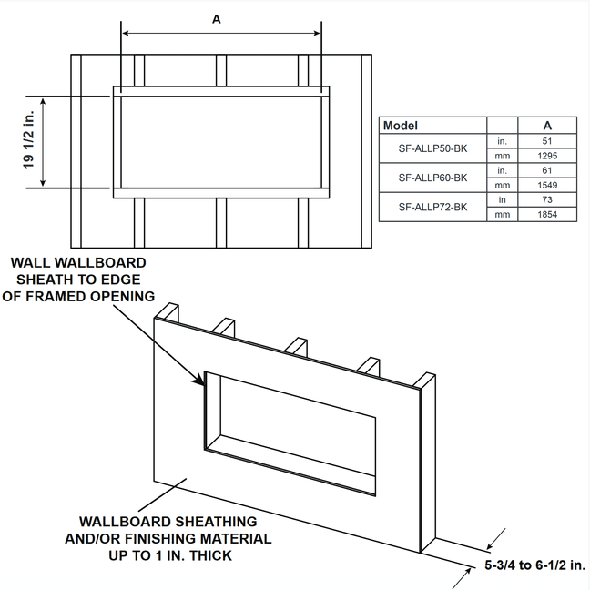 Monessen Allusion Platinum 72" Recessed Linear Electric Fireplace - SF-ALLP72-BK