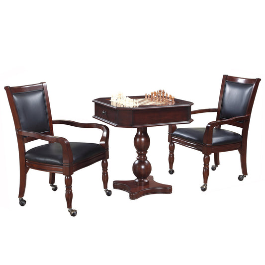 Hathaway Fortress 3 in 1 Mahogany Chess Game Table w/ Chairs - BG2995