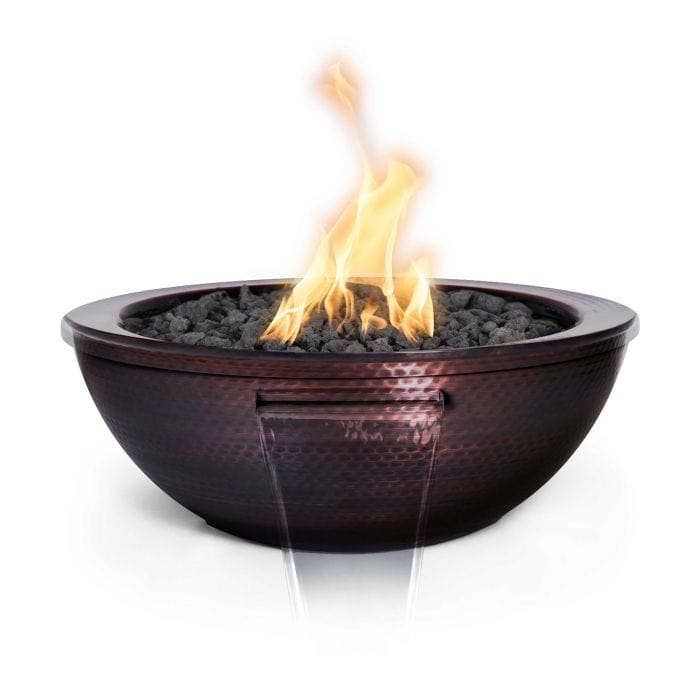 The Outdoor Plus OPT-RCPRFW Sedona Hammered Copper Round Fire and Water Bowl, 27-Inch