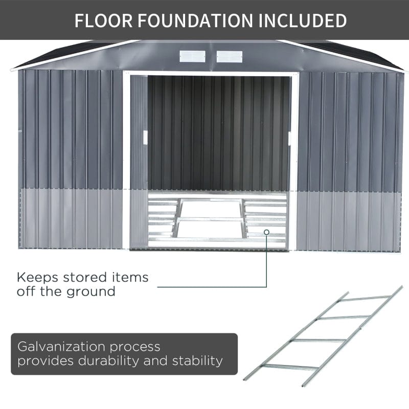 Outsunny 11' x 12.5' x 6.5' Outdoor Backyard Garden Tool Shed - 845-031V01