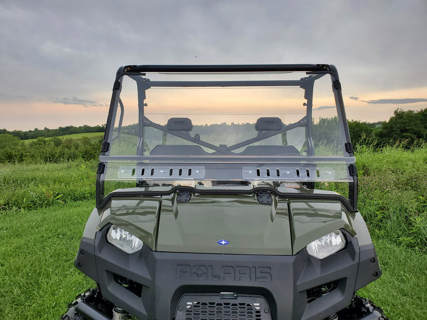 3 Star UTV Polaris Ranger Full-Size Crew 570 - 6 Passenger - 2 Pc Windshield w/Clamp and Vent Options - POLCR0-GX2-CLR