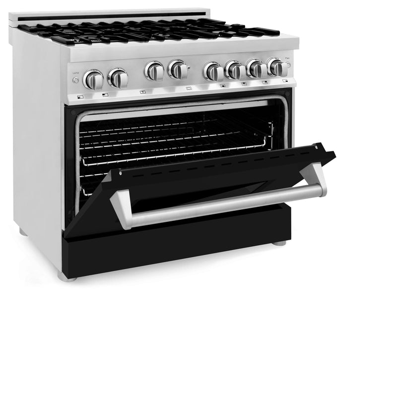 ZLINE 36 in. Professional 4.6 cu. ft. Gas Range in Stainless Steel - Black Matte, RG-BLM-36