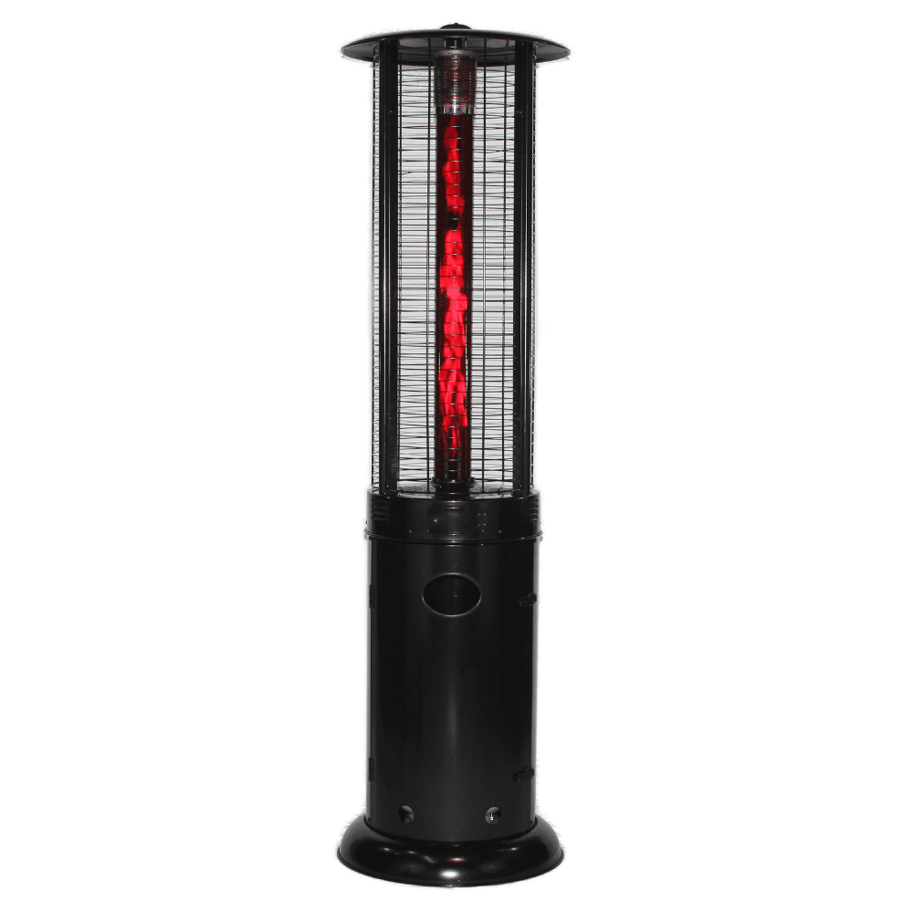 RADtec Ellipse Flame 78-Inch Tall Black Propane Patio Heater with Ruby Glass 80-ELL-FLM-HT