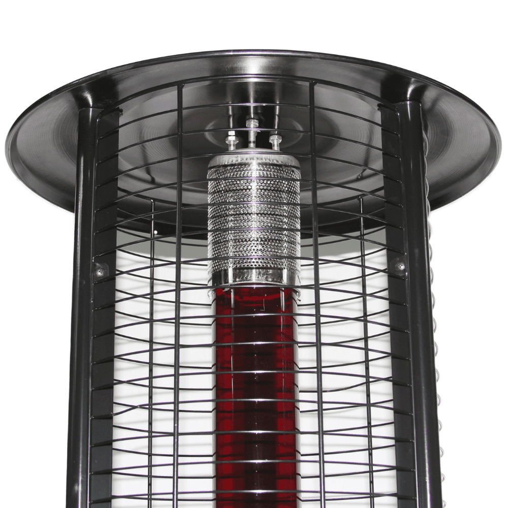 RADtec Ellipse Flame 78-Inch Tall Black Propane Patio Heater with Ruby Glass 80-ELL-FLM-HT