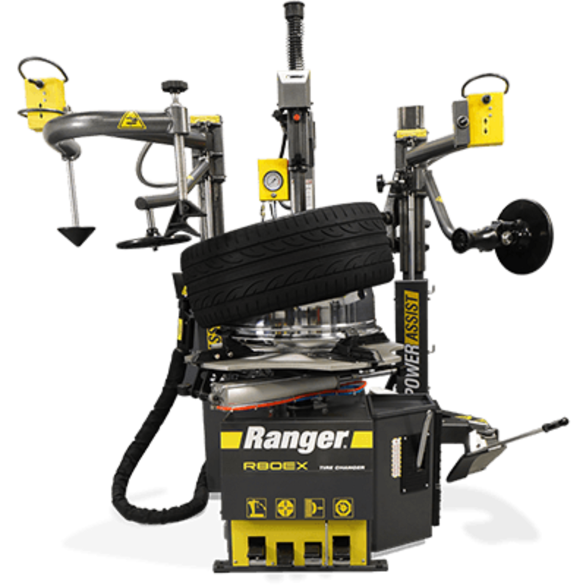 Ranger R80EX Tilt Back Tire Changer Dual-Tower Assist 34" Clamping Capacity Gray-Yellow - 5140139
