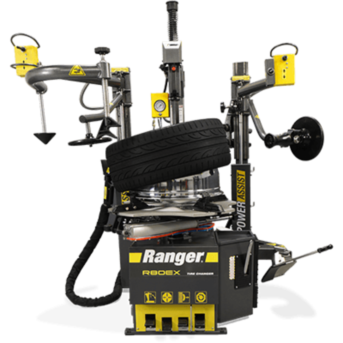 Ranger R80EX Tilt Back Tire Changer Dual-Tower Assist 34" Clamping Capacity Gray-Yellow - 5140139