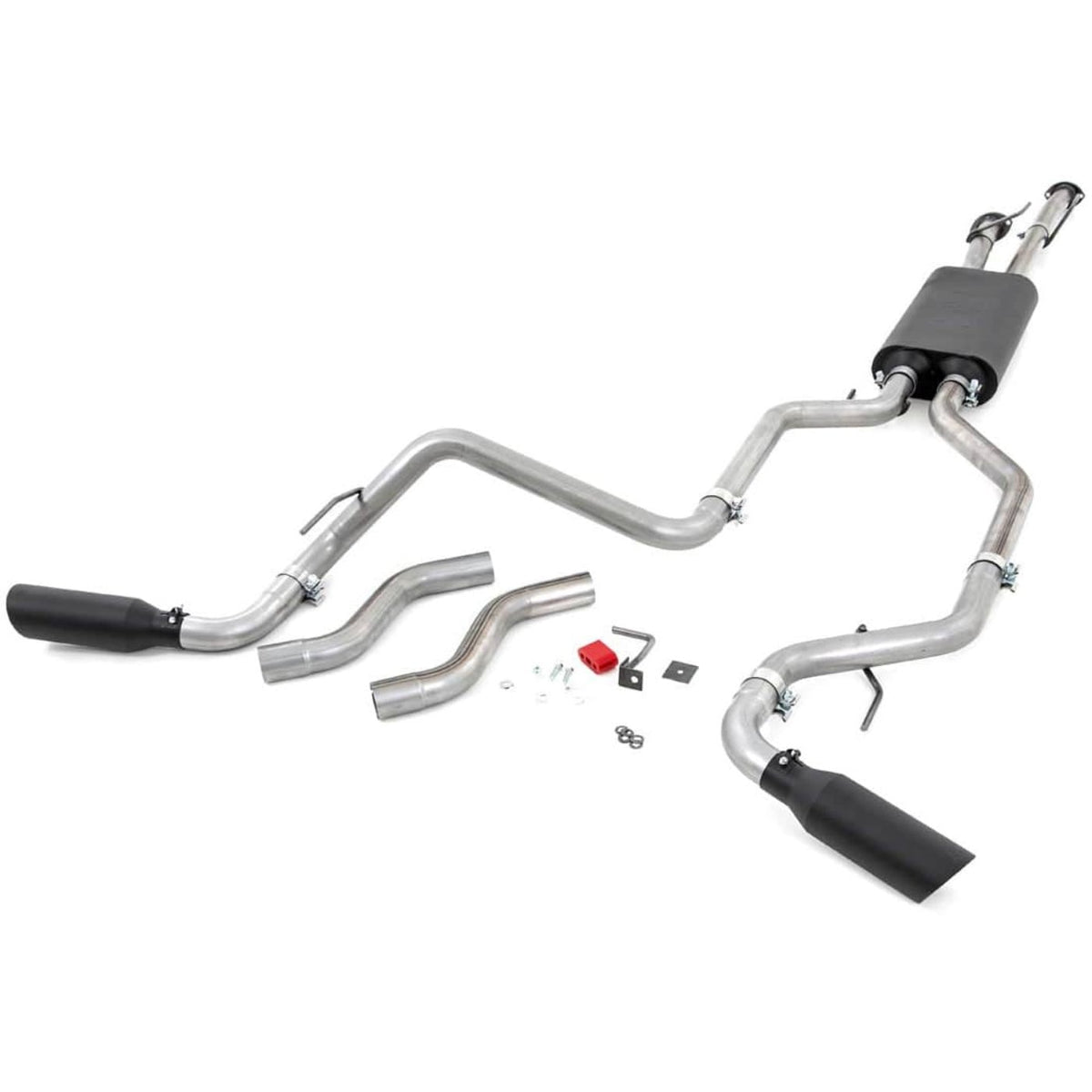 Rough Country Dual Cat-Back Exhaust System W/ Black Tips | 2009-2021 Toyota Tundra - 96012