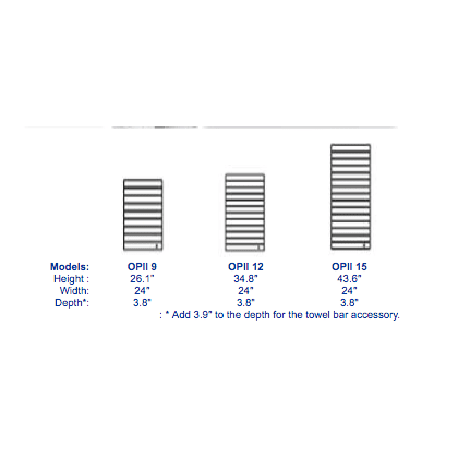Runtal Omnipanel Hardwired Towel Warmer - 24" w x 35" h - OPII12