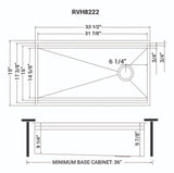 Ruvati Dual Tier 33-inch Workstation Two-Tiered Ledge Kitchen Sink Undermount 16 Gauge Stainless Steel - RVH8222