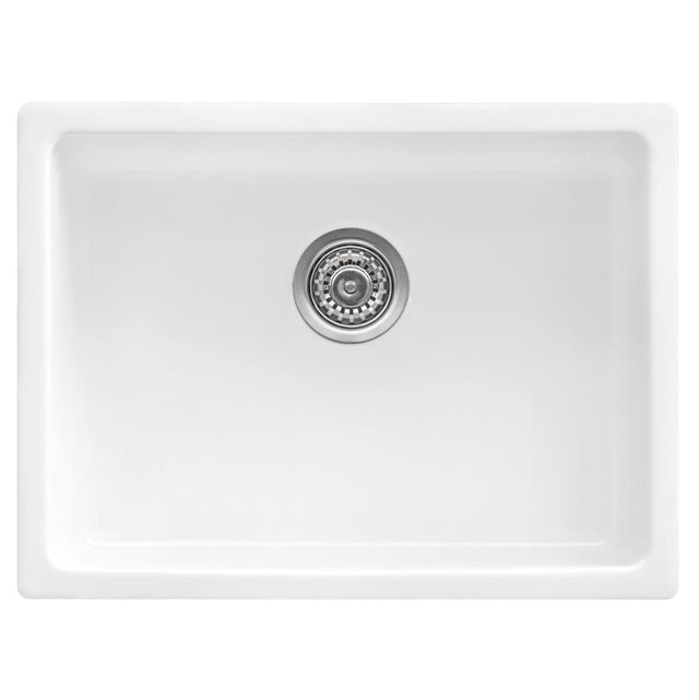 Ruvati Fiamma 24-inch Fireclay Undermount / Drop-in Topmount Kitchen Sink Single Bowl in White - RVL2420WH