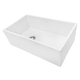 Ruvati Fiamma 30-inch Fireclay Farmhouse Offset Drain Kitchen Sink Single Bowl White – Left Drain - RVL2018WL