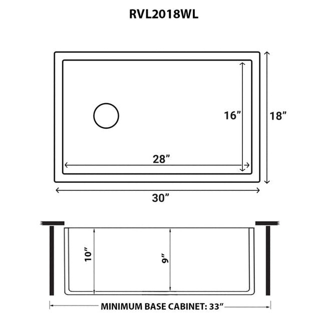 Ruvati Fiamma 30 x 20 inch Fireclay Reversible Farmhouse Apron-Front Kitchen Sink Single Bowl – White - RVL2100WH