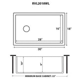 Ruvati Fiamma 30 x 20 inch Fireclay Reversible Farmhouse Apron-Front Kitchen Sink Single Bowl – White - RVL2100WH