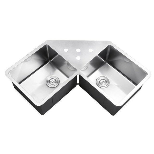 Ruvati Gravena 44″ Double Bowl Corner Butterfly Undermount Kitchen Sink 16 Gauge - RVH8400